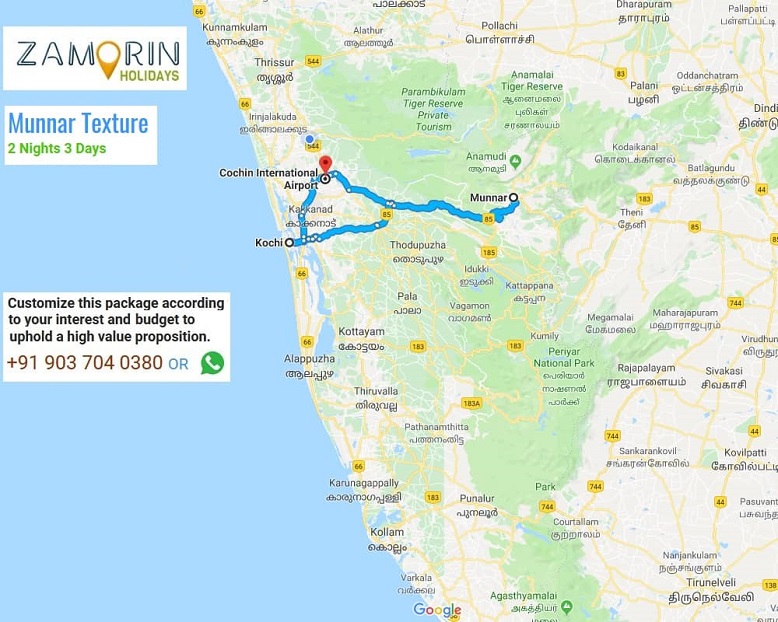 munnar tourist places map with distance